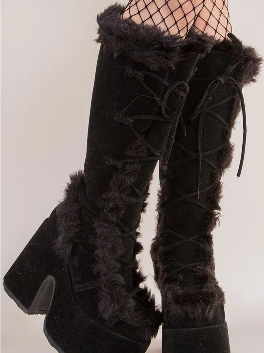 Demonia Camel 311 Black Fur Boots